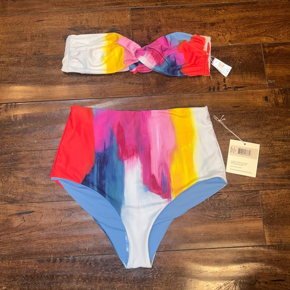 NWT Mara Hoffman High-Waisted Bikini Bottoms and Top Set